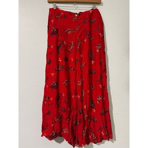 Free People Red paisley wide flowy pants size 10 - Picture 1 of 5